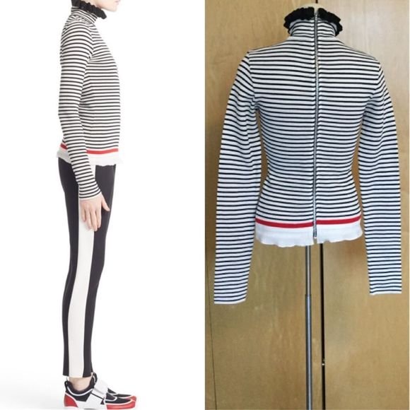 MSGM Ruffle Neck Stripe Rib Stitch Sweater - Picture 5 of 12